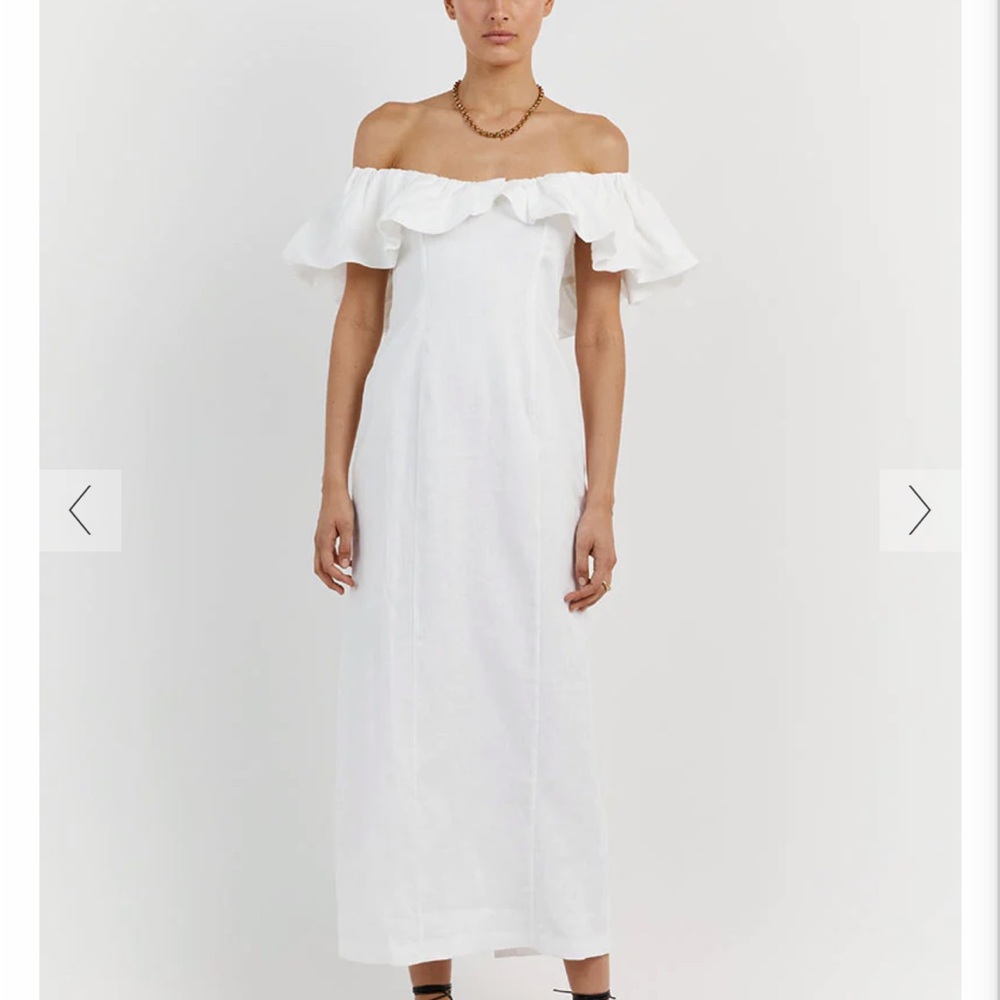 DISSH Isabelle white linen midi dress